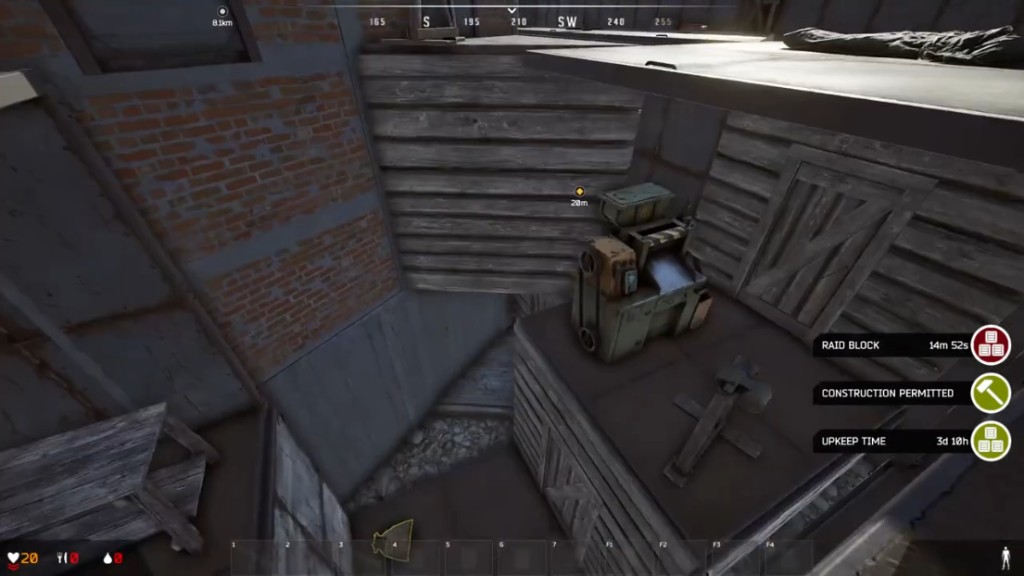 Deadside player base interior with raid HUD and battle context